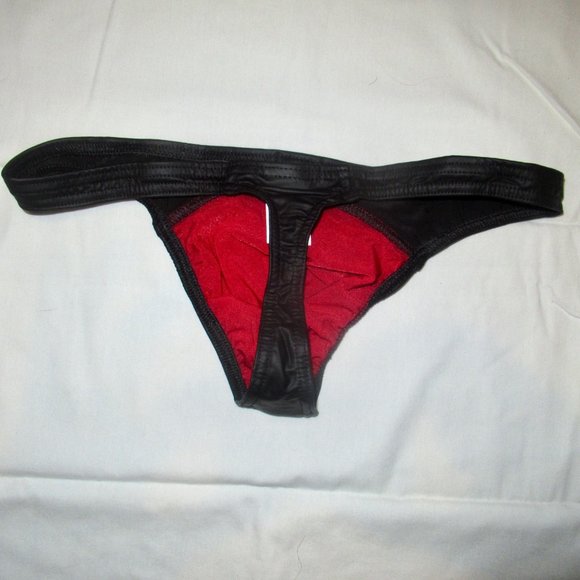 NWT Gregg Homme Crave Black Faux Leather Thong, Size S - Picture 2 of 6